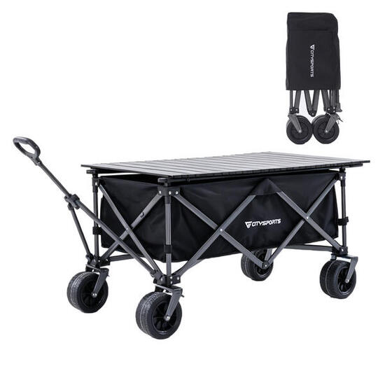 Chariot de Camping, Chariot Pliable avec Plateau Amovible, Noir