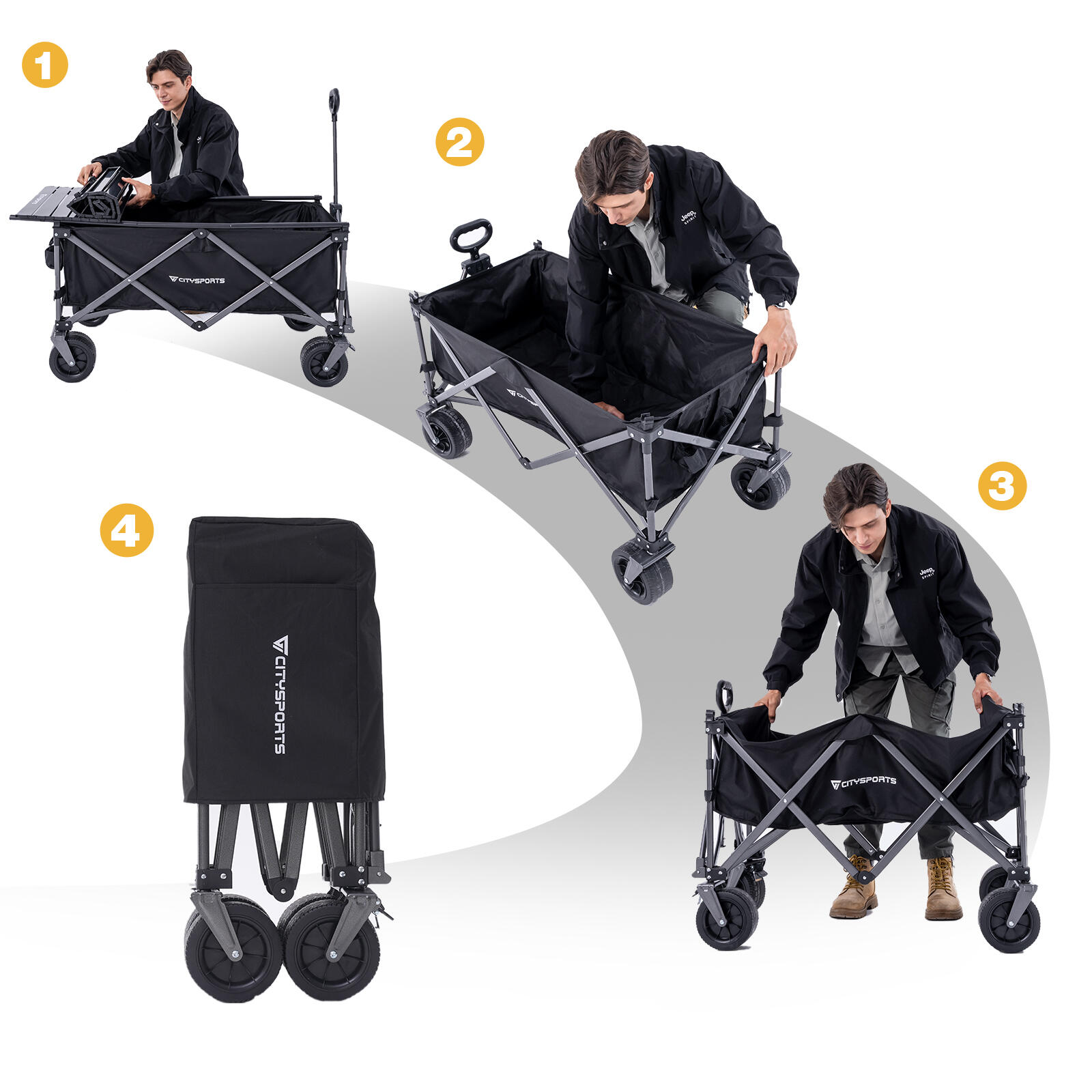 Chariot de Camping, Chariot Pliable avec Plateau Amovible, Noir 4/7