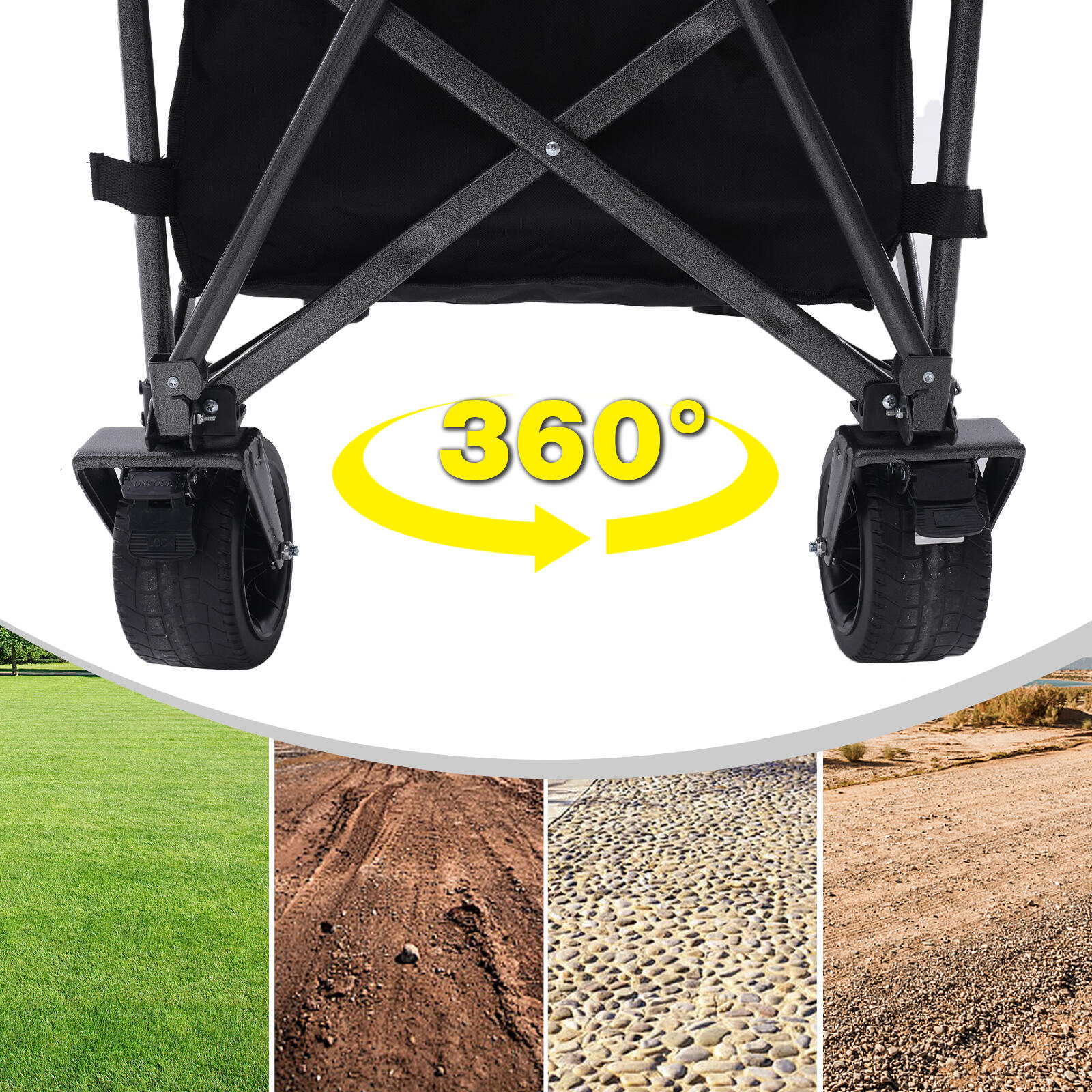 Chariot de Camping, Chariot Pliable avec Plateau Amovible, Noir 6/7