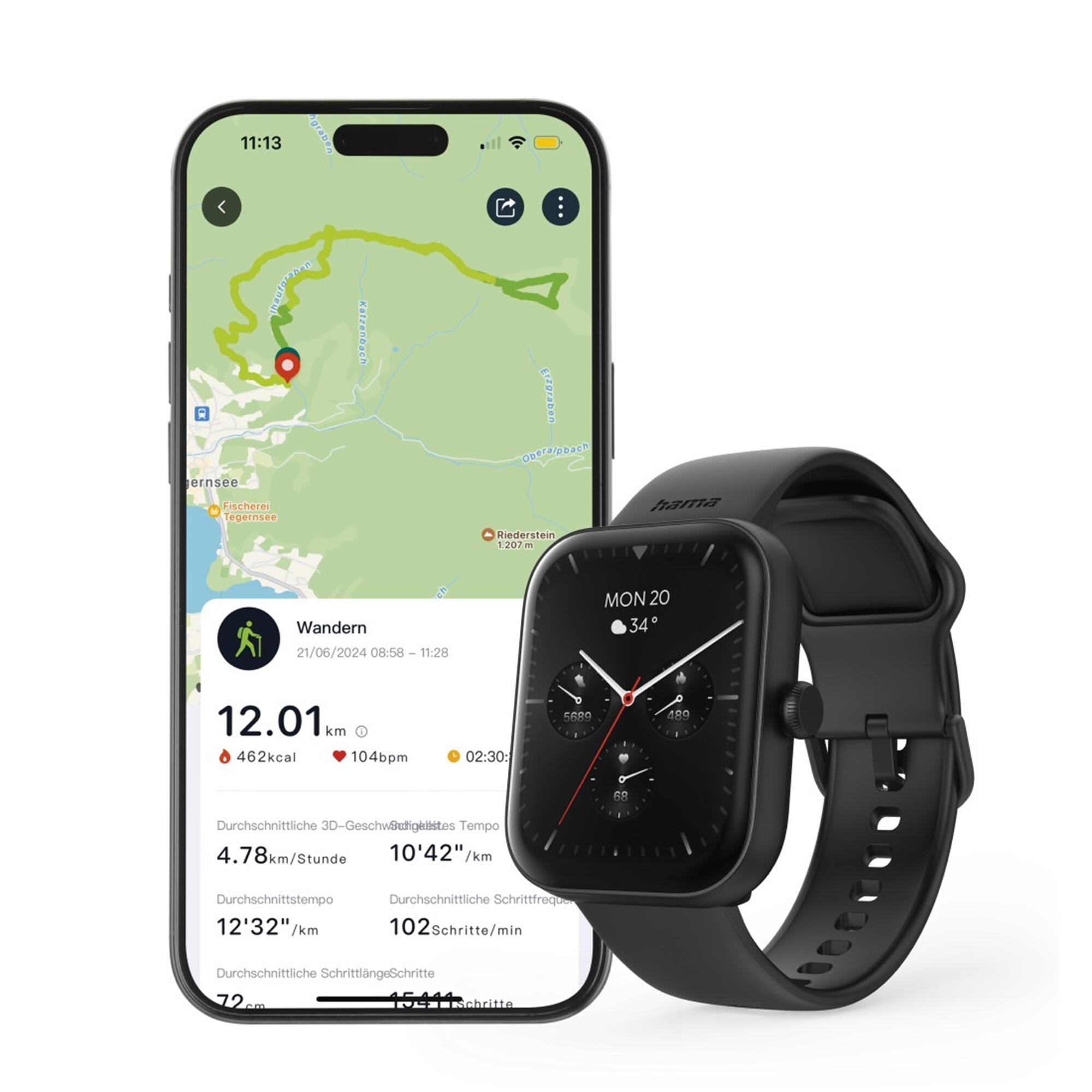 HAMA Smartwatch 5000 Refurbished, Telefonfunktion, IP68, 47mm, Sch 7/7