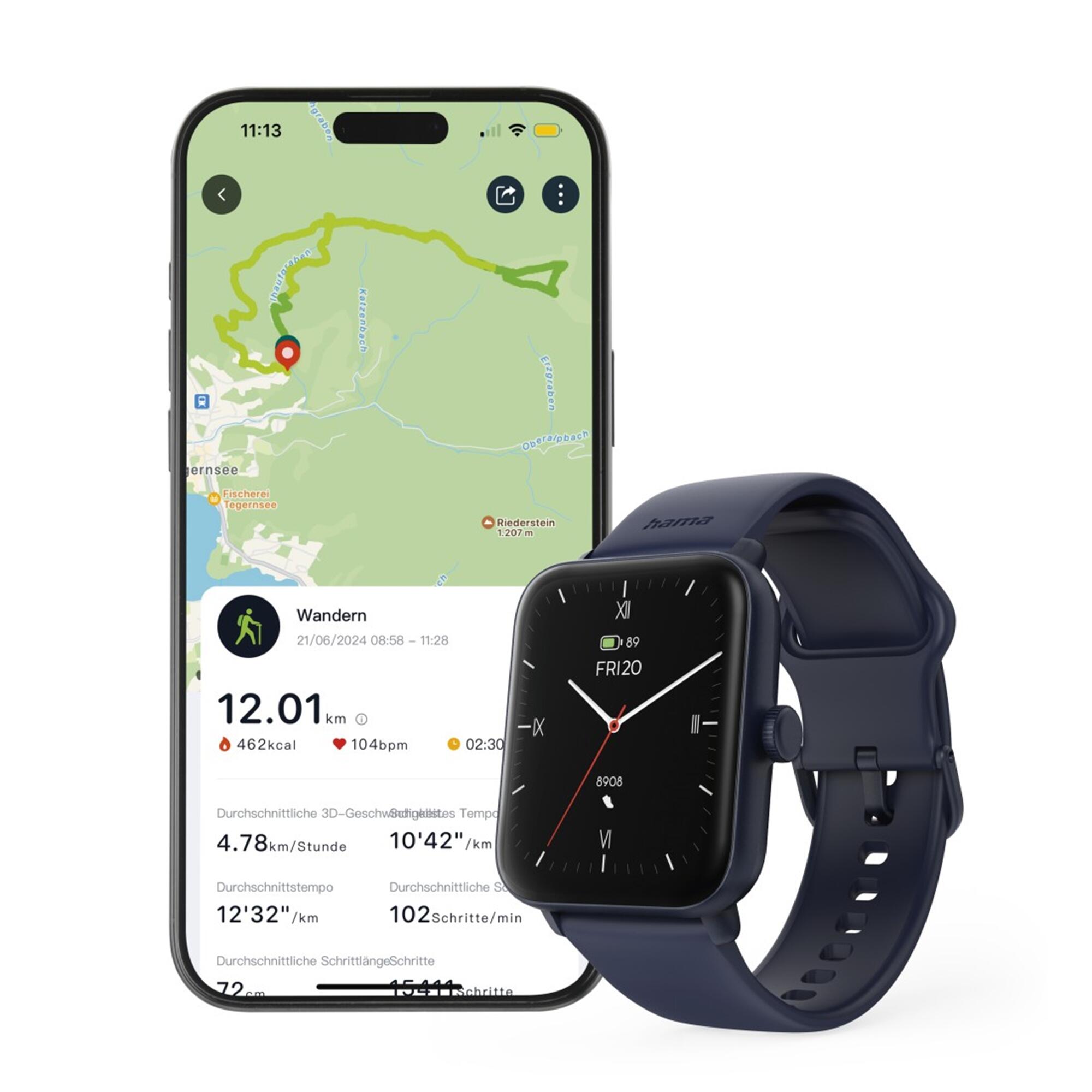 HAMA Smartwatch 6010 Refurbished, GPS, 44mm, Blau 7/7