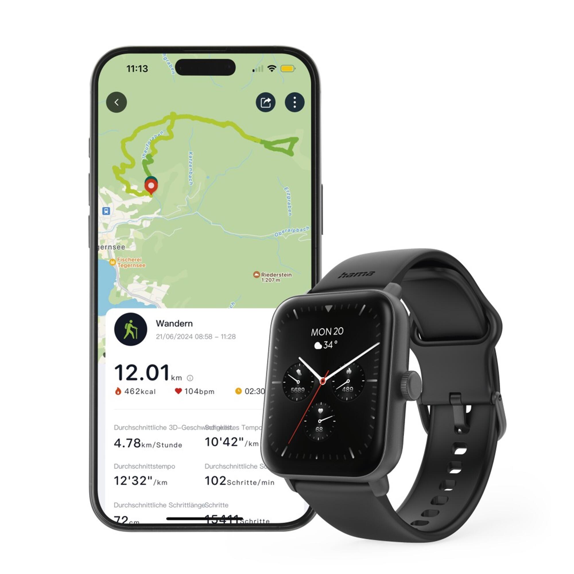 HAMA Smartwatch 6010 Refurbished, GPS, 44mm, Schwarz 7/7