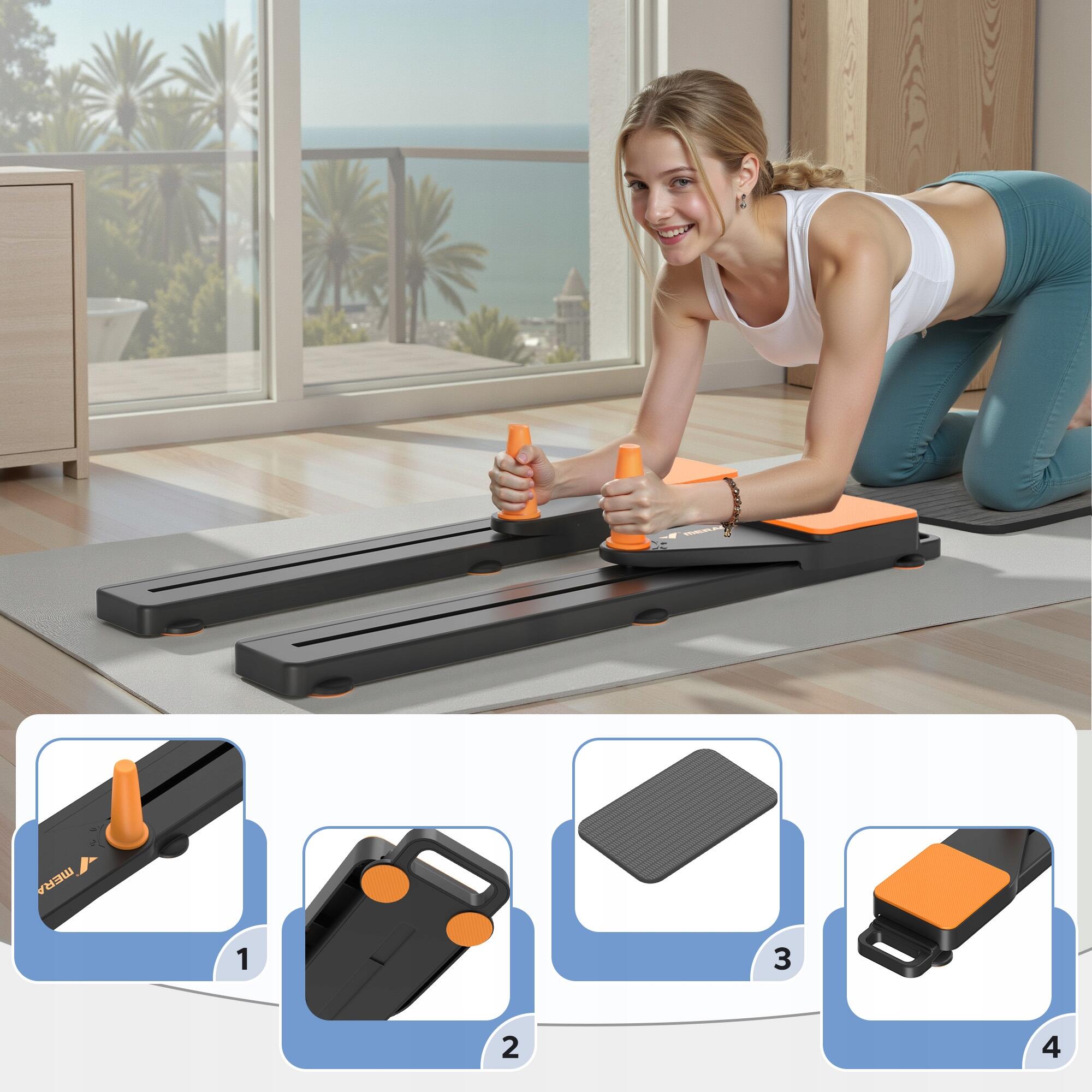 Planche de fitness pliable 4-en-1 avec bandes de résistance 15 lb 5/7