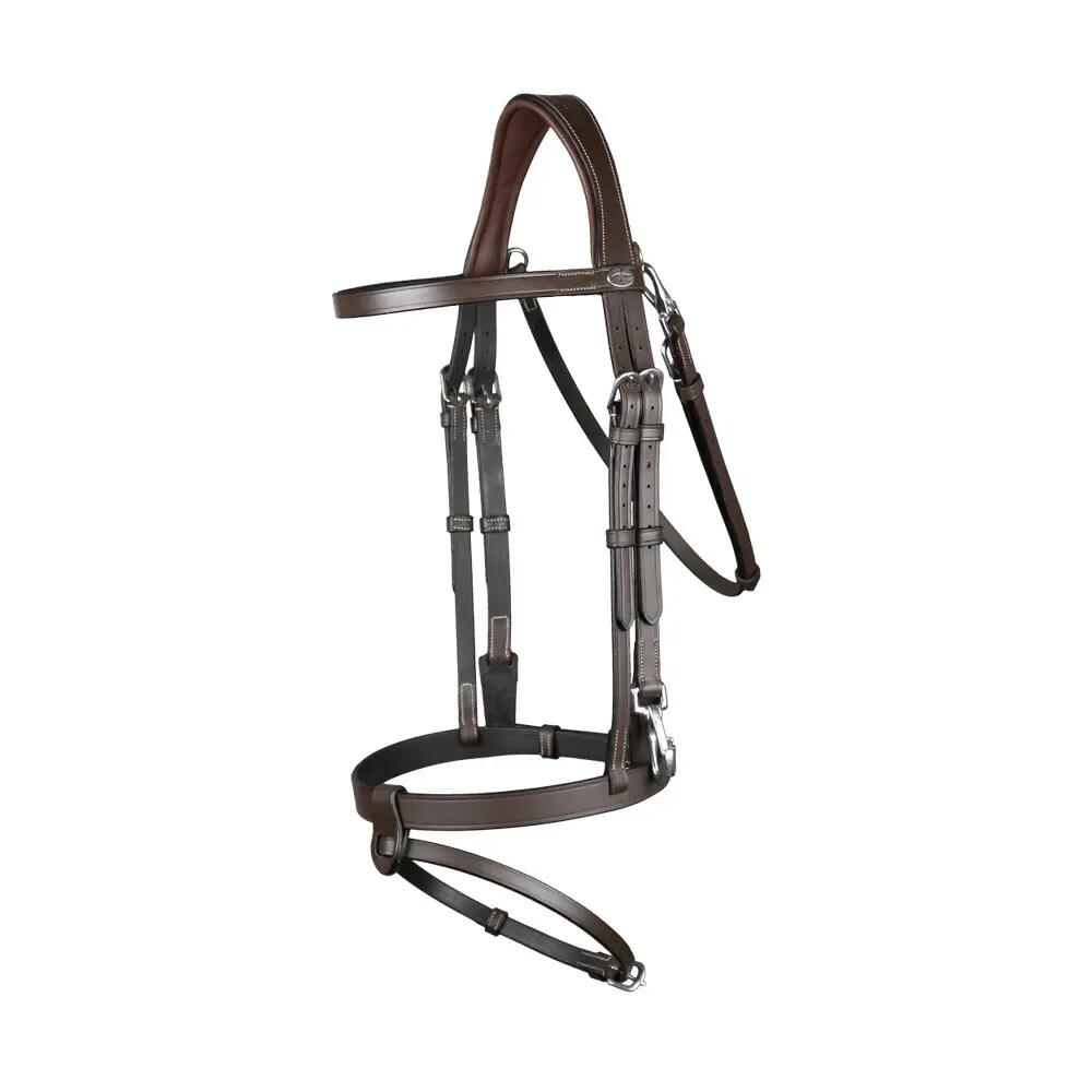 Flat leather snaffle bridle with snap hooks Dy'on