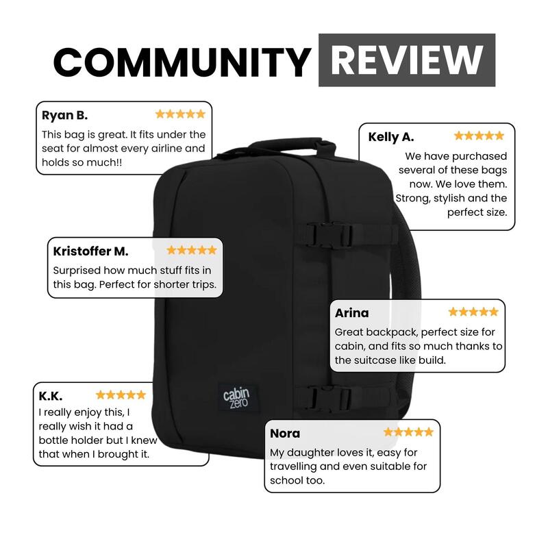 Rucsac CABINZERO Classic 28L, Negru, Unisex
