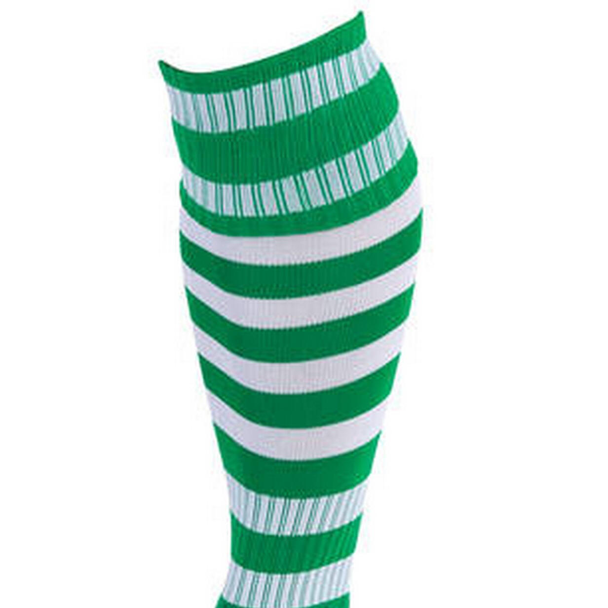 Unisex Pro Geringelte Fußballsocken für Erwachsene Damen und Herren Grün/Weiß 2/2