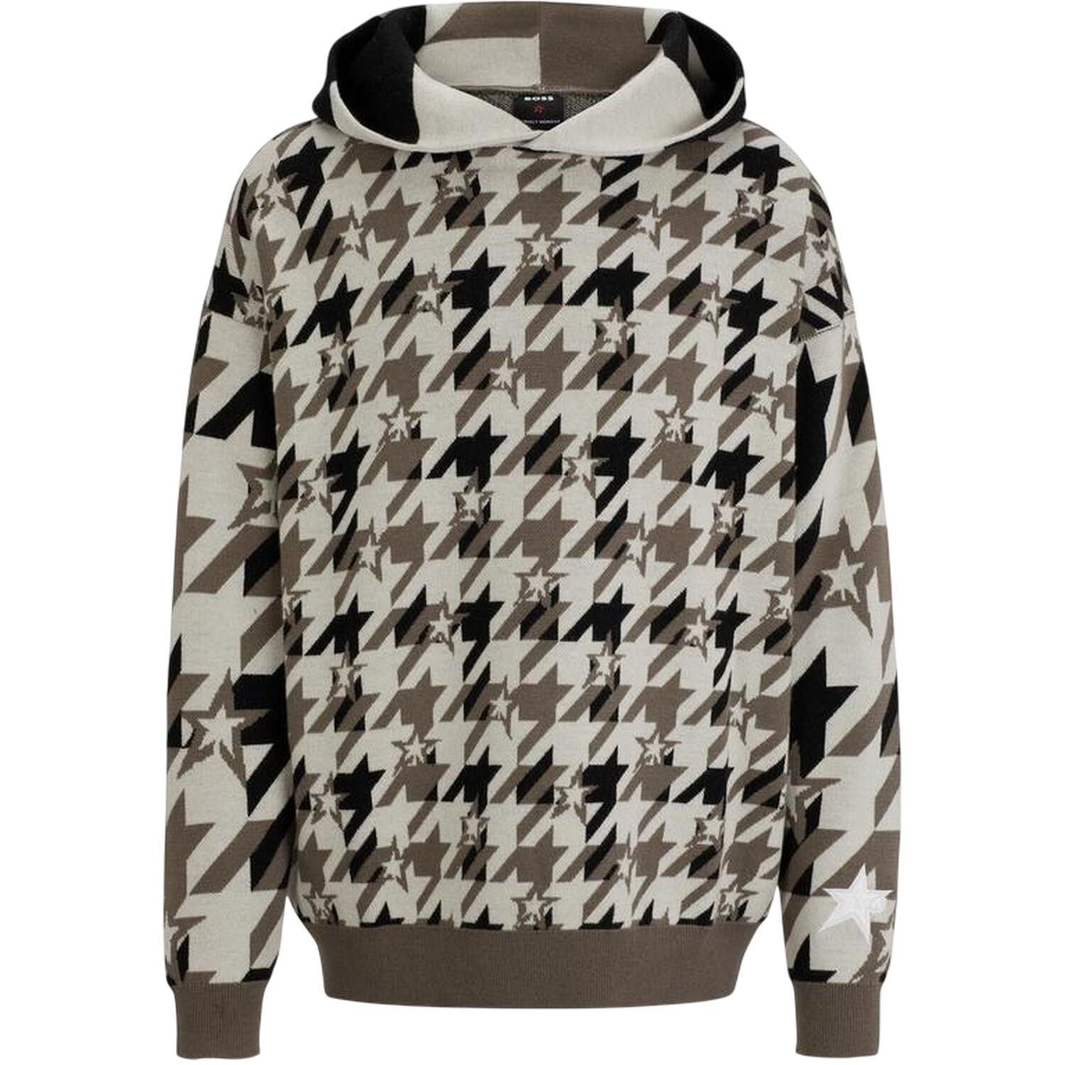 Boss Mens Houndstooth Oversized Hoodie