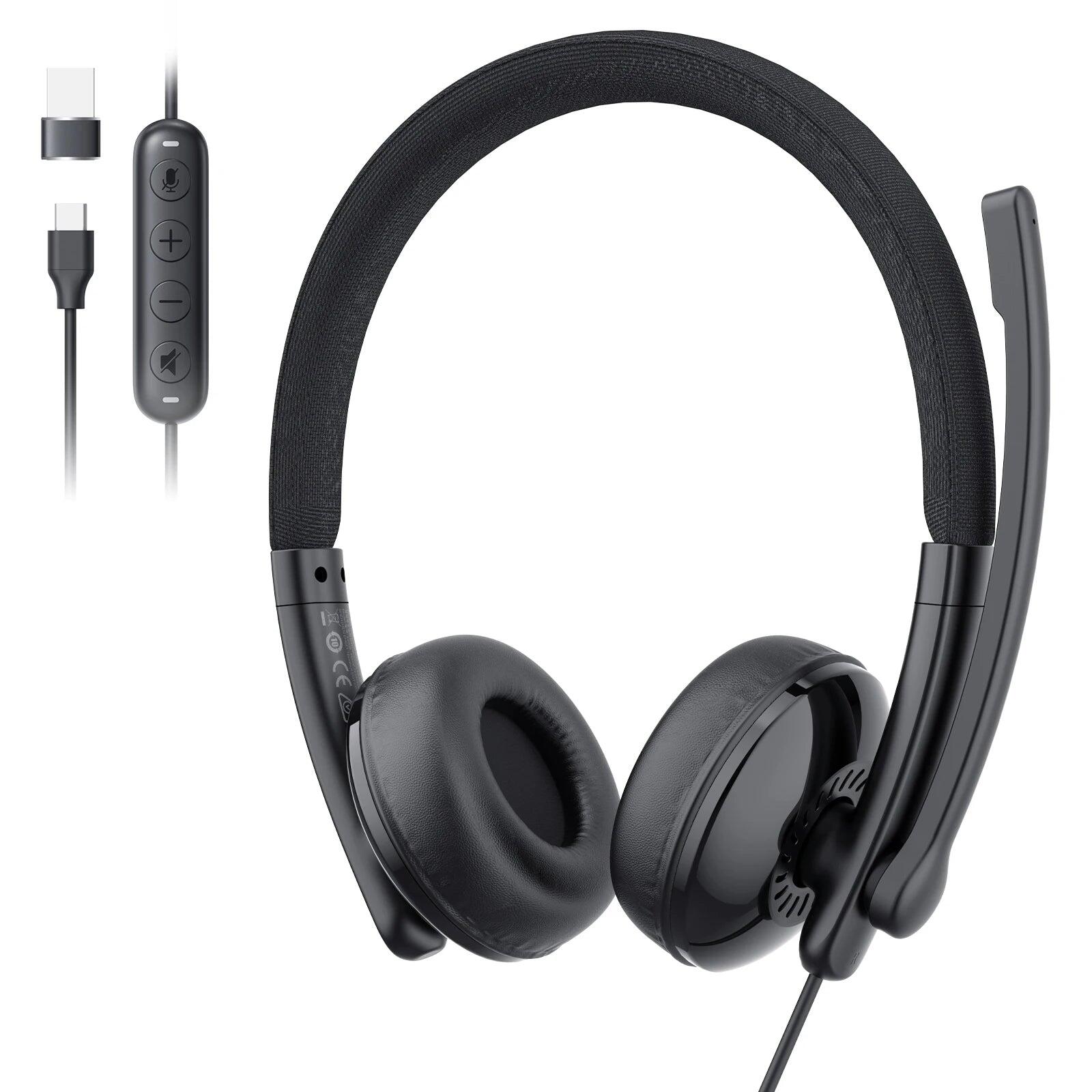 Wired USB Headset with Noise-Cancelling Microphone