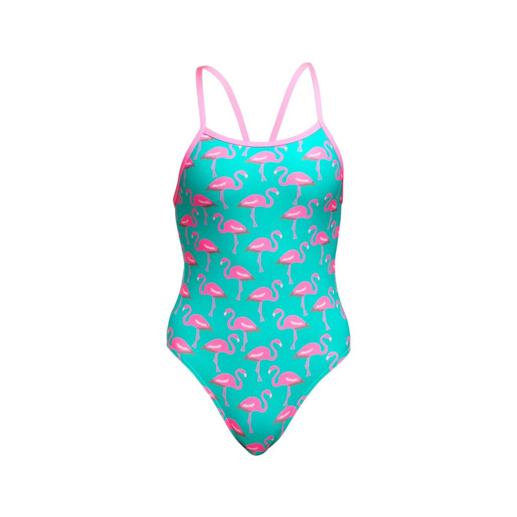 Funkita Girls Go Flamingo! Single Strap Swimsuit - Pink/Green