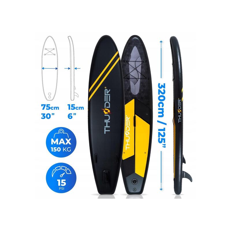 Placă SUP 320 cm gonflabilă caiac pentru înot THUNDER cu scaun și accesorii