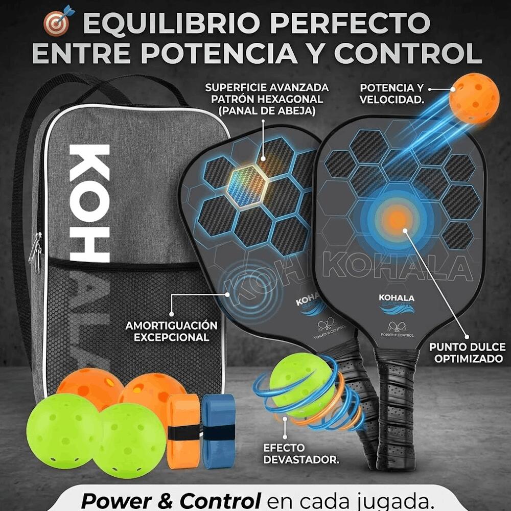 Set 2 Racchette Pickleball Kohala Fibra di Vetro 5/6