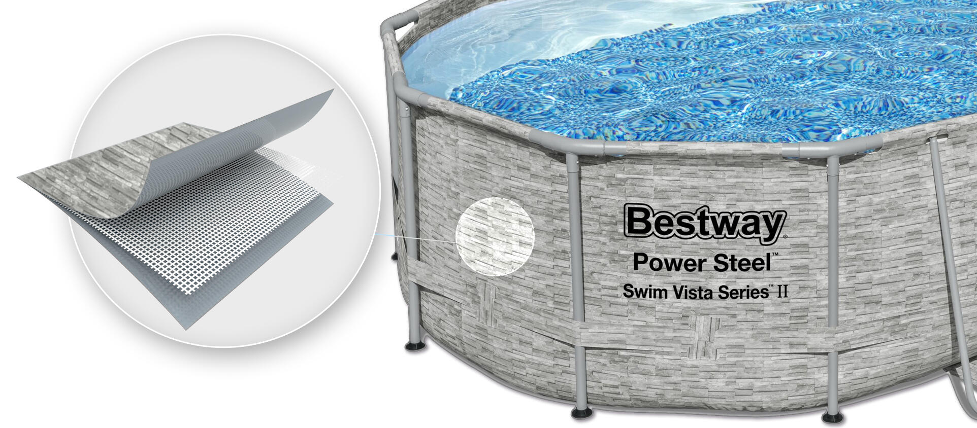 Piscina Desmontável Bestway Power Steel 488x305x107cm Filtro, Cobertura e Escada 2/7