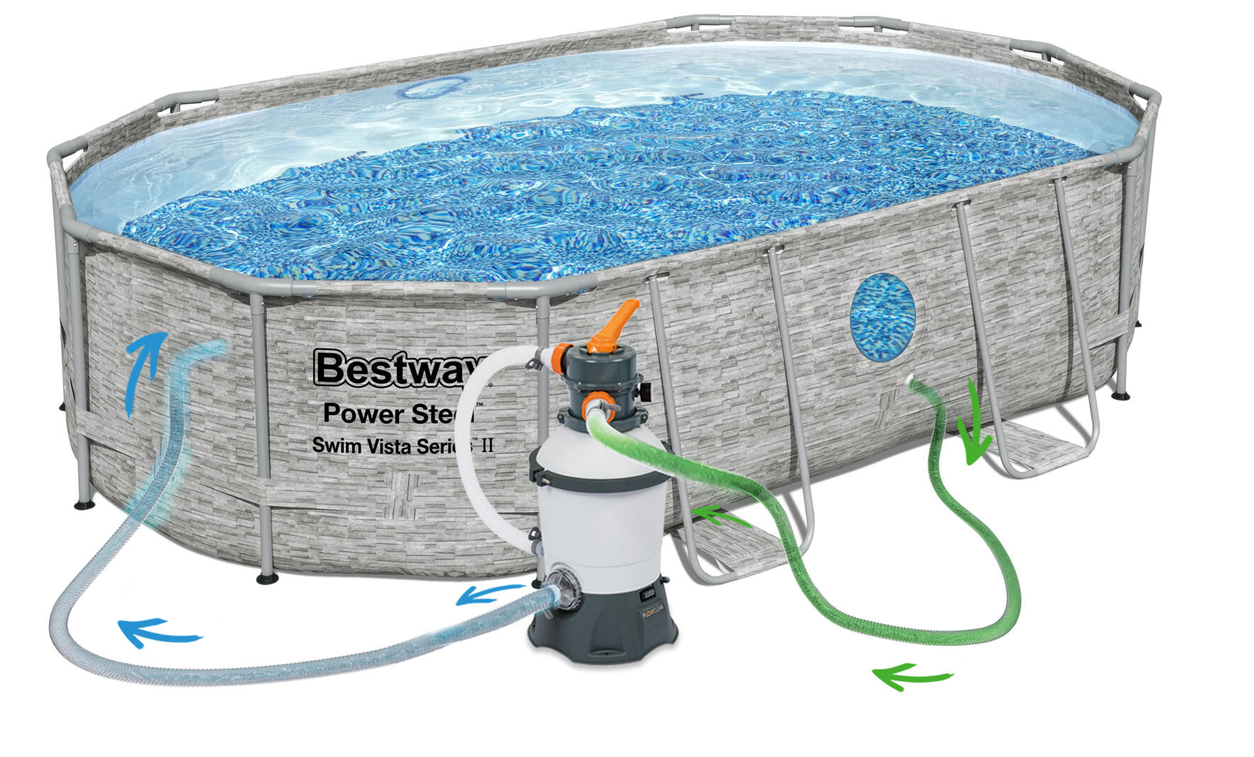 Piscina Desmontável Bestway Power Steel 488x305x107cm Filtro, Cobertura e Escada 4/7