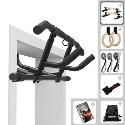 Set Calisthenics Plus: Sbarra Anelli Impugnature & Bande di Resistenza