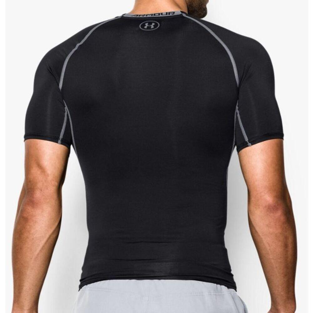 Mens HeatGear Compression Shirt (Black/Steel Grey) 5/5