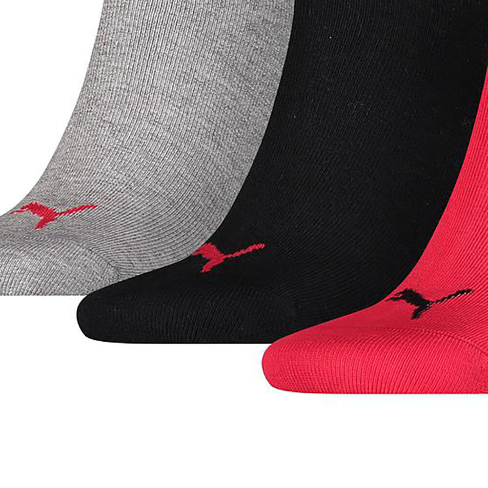 Unisex Adult Invisible Socks (Pack of 3) (Black/Red/Grey) 2/3