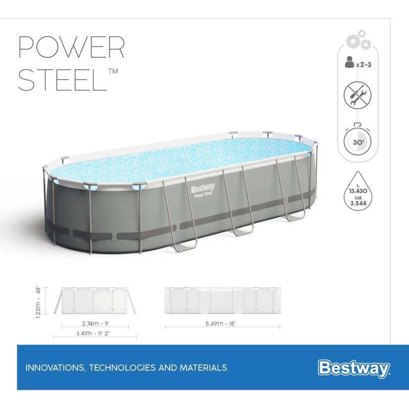 Piscina Desmontable Tubular Bestway Power Steel Oval 549x274x122 cm con Depurado 3/7