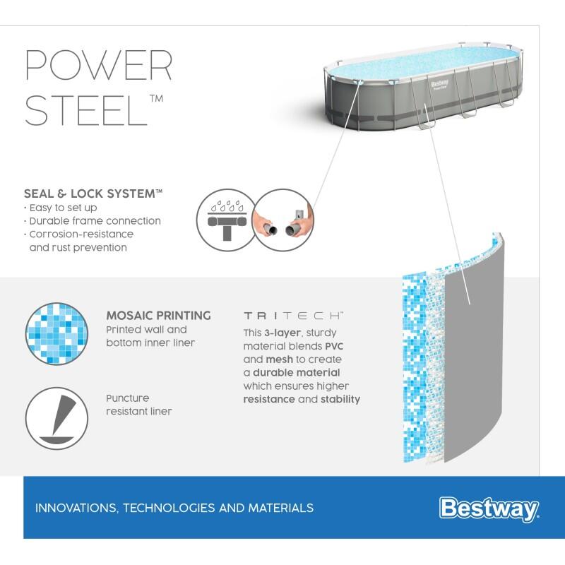Piscina Desmontable Tubular Bestway Power Steel Oval 549x274x122 cm con Depurado 7/7