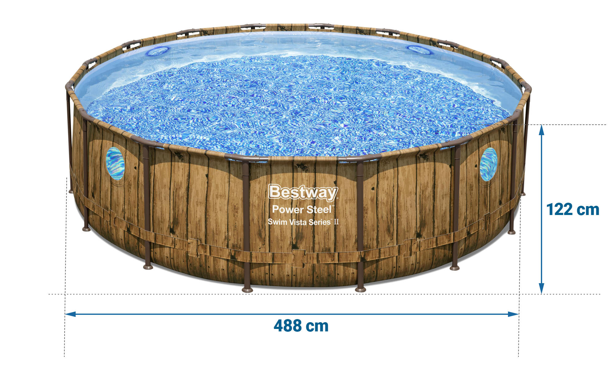 Bestway Piscine hors sol tubulaire ronde Power Steel Swim Vista 488x122cm 5/7