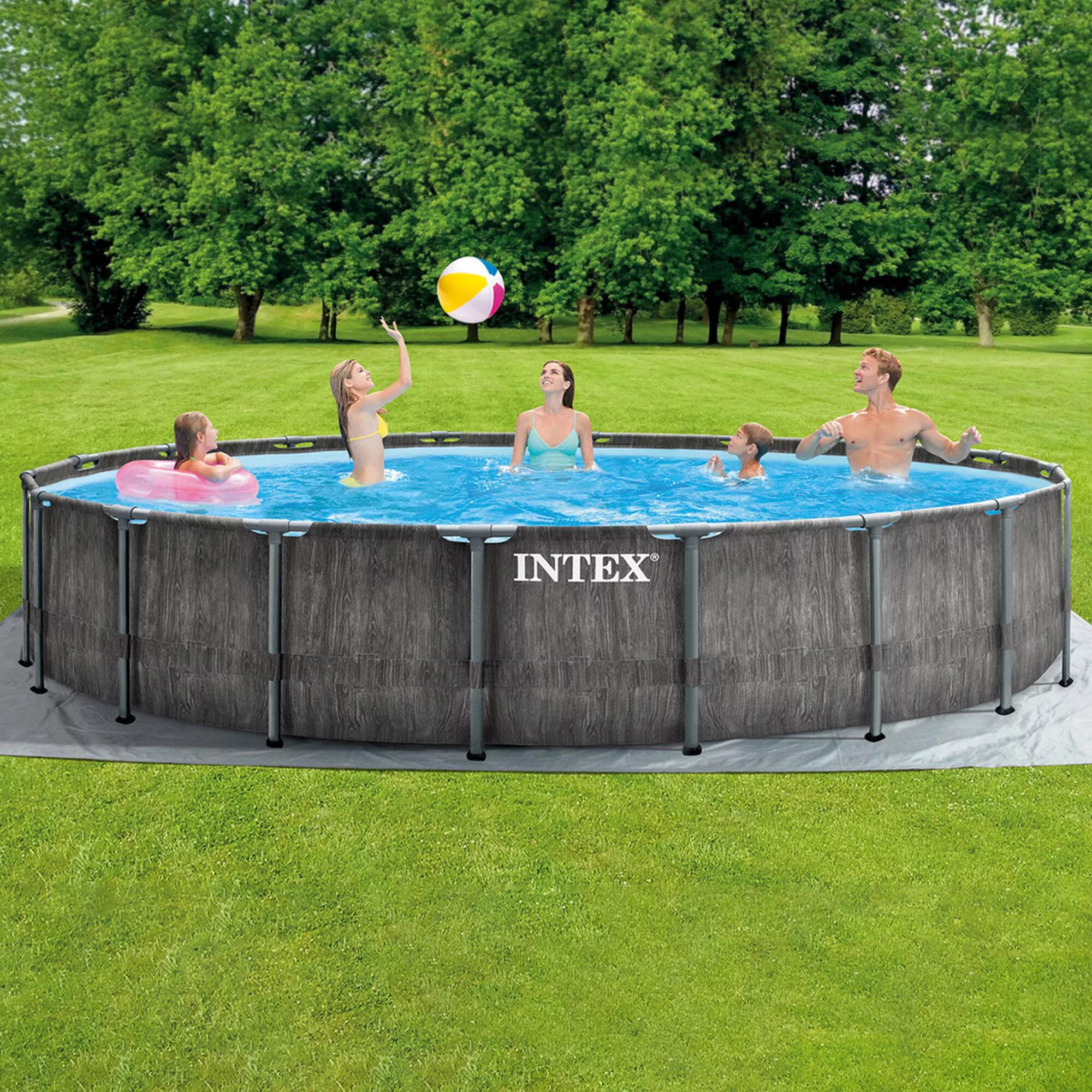 INTEX 26744NP - Intex 26744NP – Piscina Fuori Terra Prisma Frame Greywood Rotond 4/7