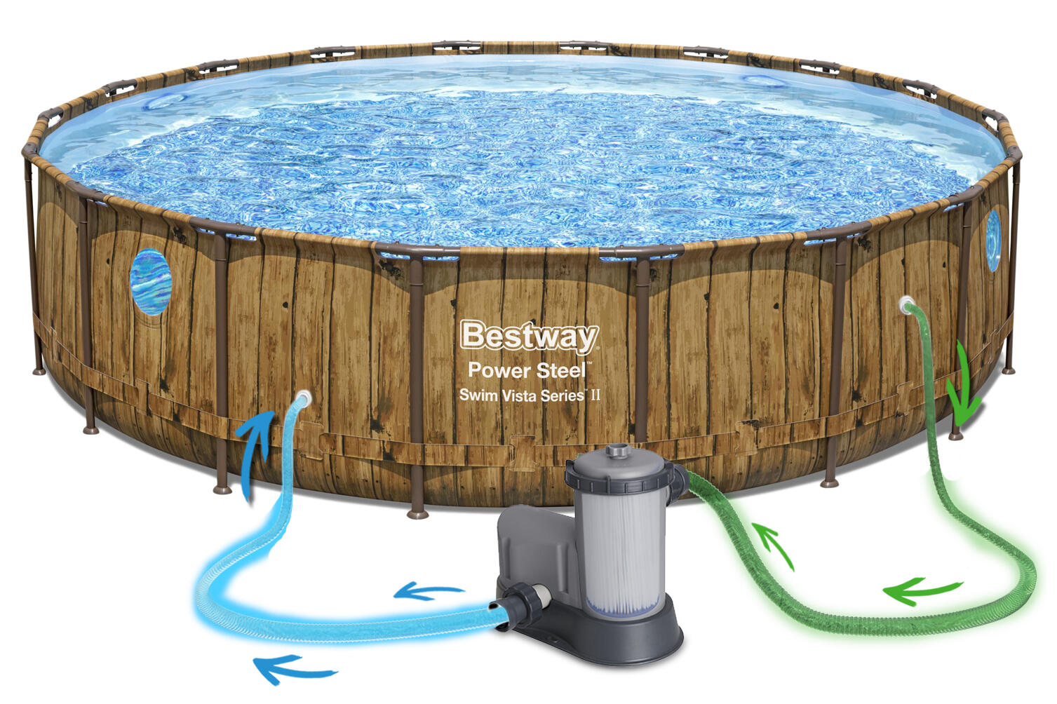 Bestway Piscine hors sol tubulaire ronde Power Steel Swim Vista 488x122cm 4/7