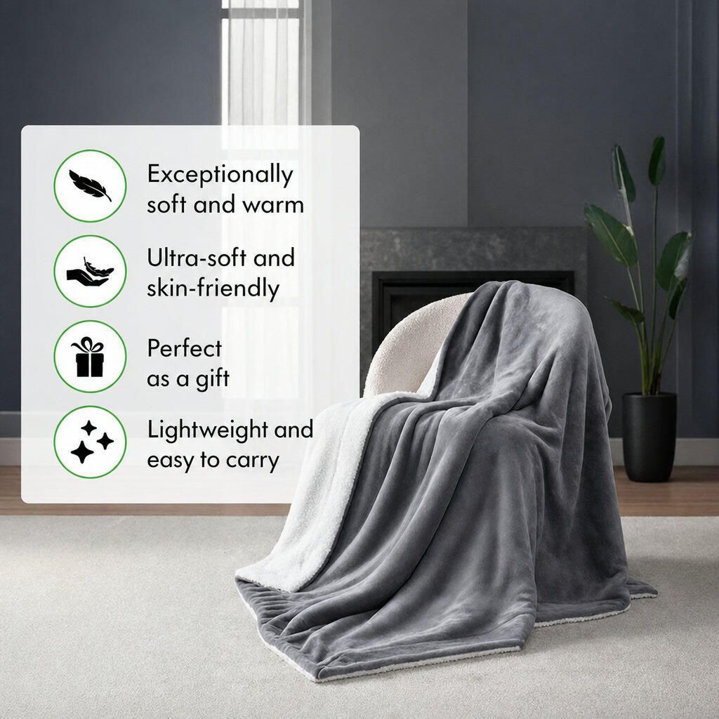 Koc polarowy 150×200 cm – Luksusowy pled szary 7/7