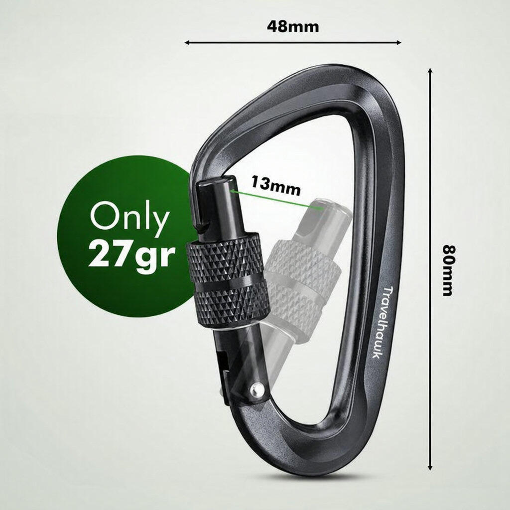 Schwarzer Aluminium-Karabiner – Schraubverschluss 7/7