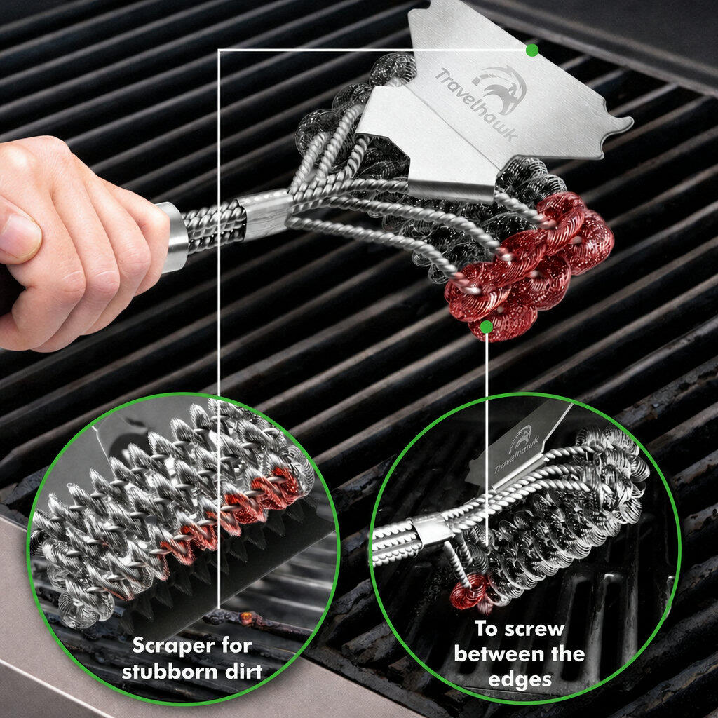 Edelstahl-Grillbürste, ergonomische Grillbürste 6/6