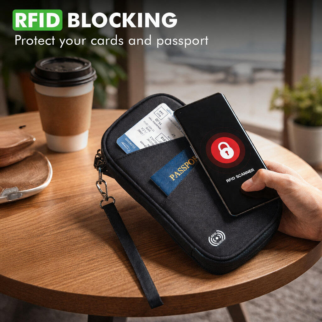 Paspoorthoesje RFID Travel Wallet – Wereldkaart Zwart 3/5