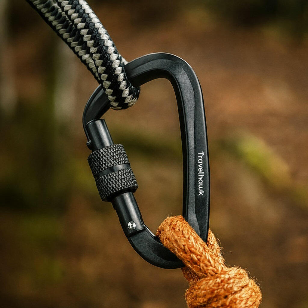 Schwarzer Aluminium-Karabiner – Schraubverschluss 6/7