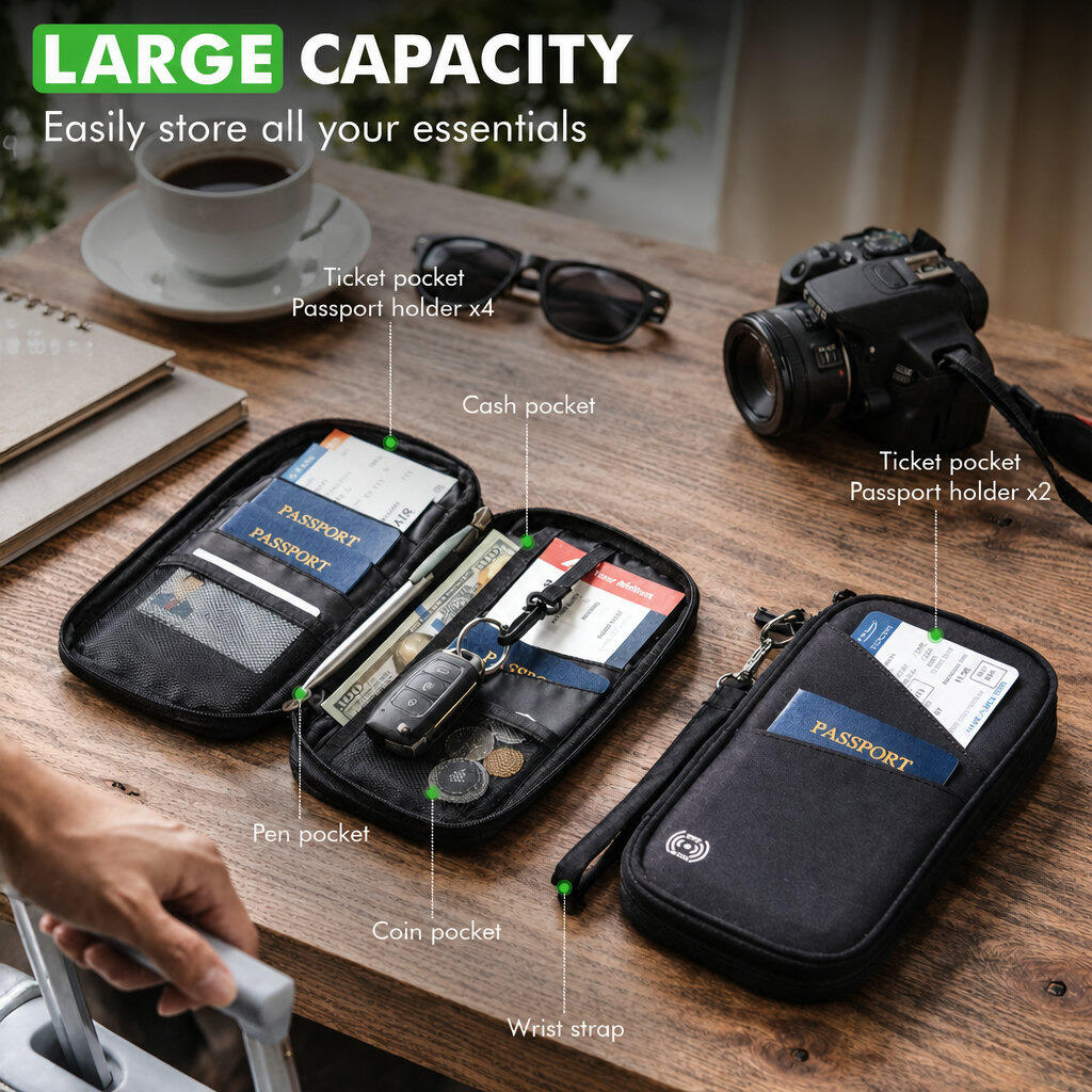 Paspoorthoesje RFID Travel Wallet – Wereldkaart Zwart 2/5