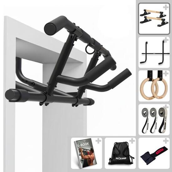 Set Calisthenics Pro – Barra Dip Anelli e Bande di Resistenza