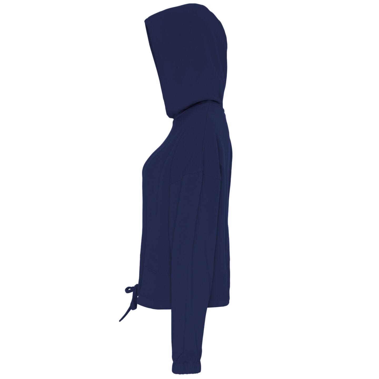 Felpa Corta In Vita Oversize Con Cappuccio Donna TriDri Blu Navy 3/3