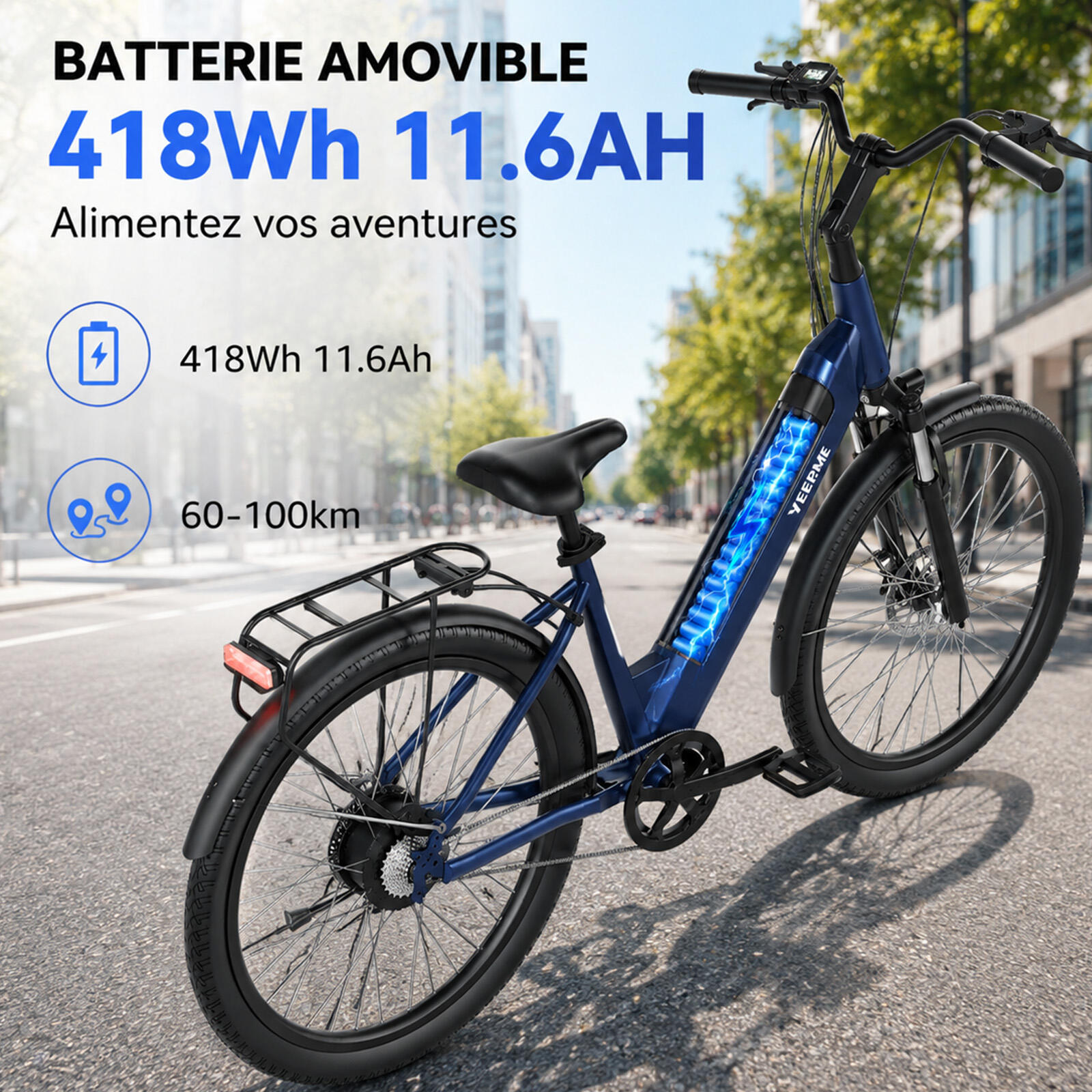 Vélo électrique YEEP.ME DAY 3 (2026) VTC 28'' 100km, 7 vit, Connecté, Gar 5 ans 3/7