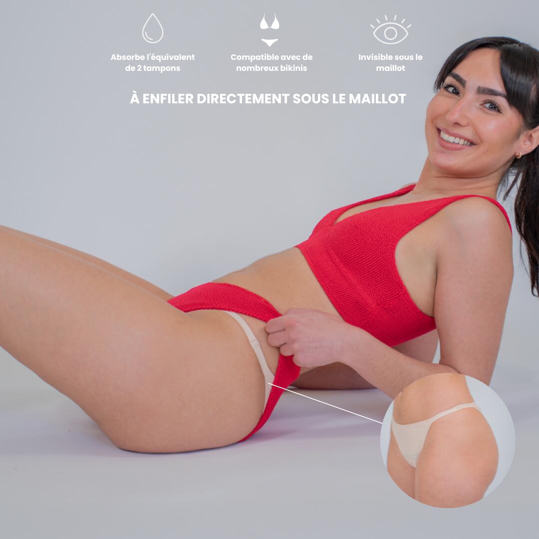 Bas Sous-Maillot Menstruel Invisible Bikini - Flux Moyen - Ado & Adulte 2/6