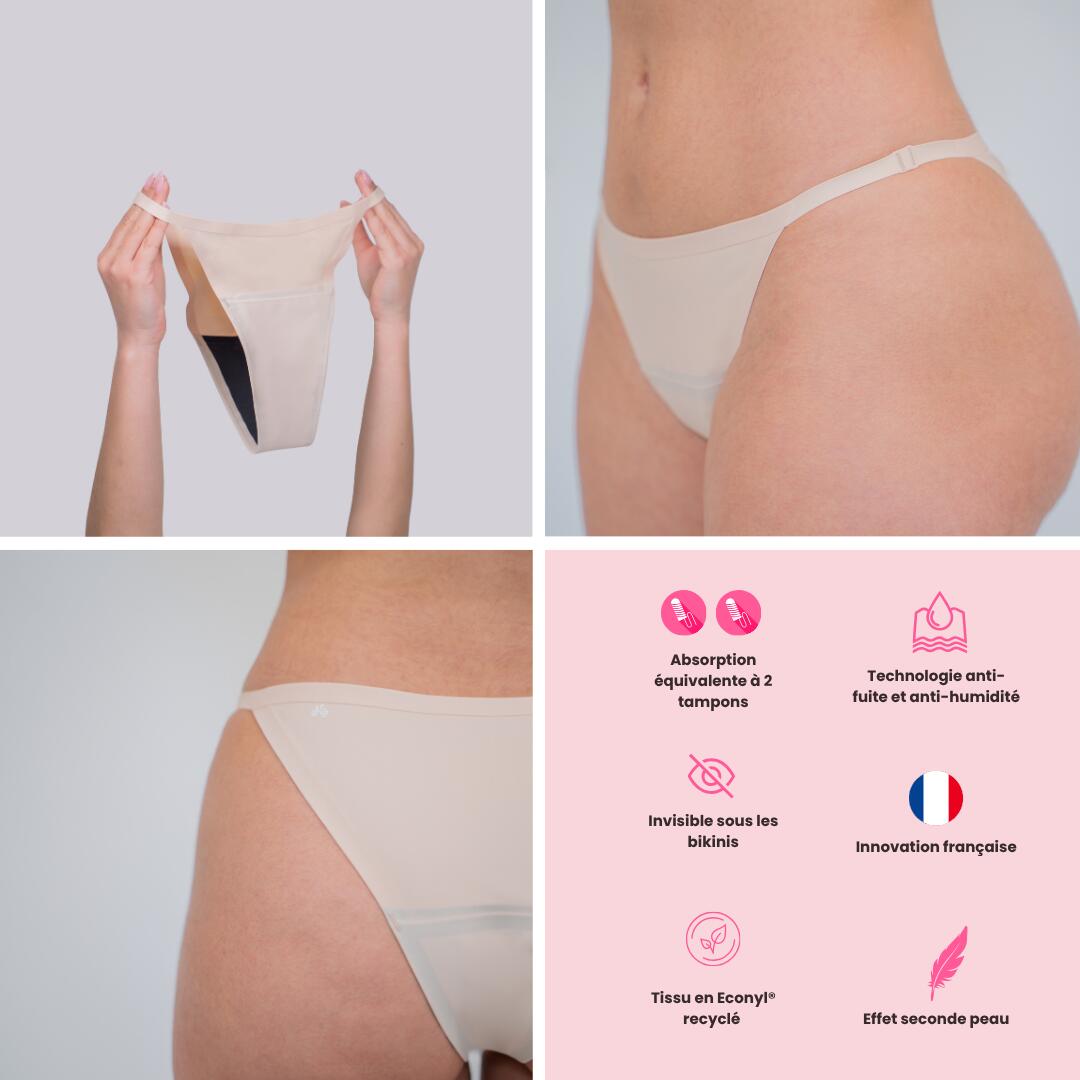 Bas Sous-Maillot Menstruel Invisible Bikini - Flux Moyen - Ado & Adulte 5/6