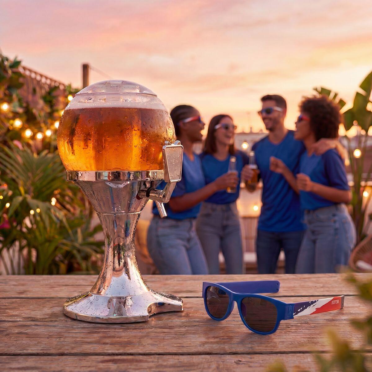 Pack distributeur de bière InnovaGoods et 2 lunettes de soleil Sunfold France 2/5