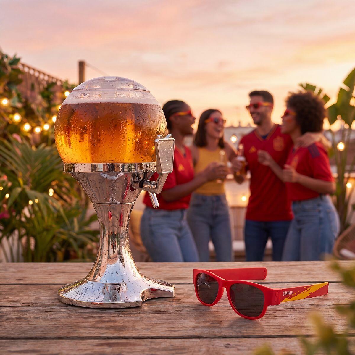 Pack Distributeur de Bière InnovaGoods et 2 Lunettes de Soleil Sunfold Spain Red 2/5