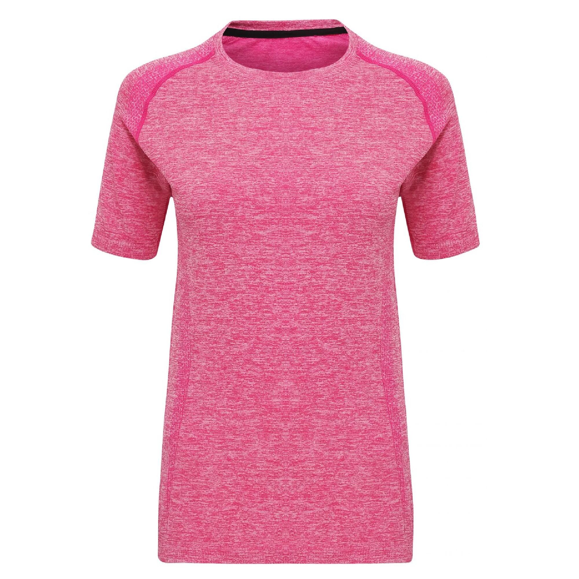 Womens/Ladies Seamless 3D Fit Multi Sport Performance Short Sleeve Top (Pink) 1/3