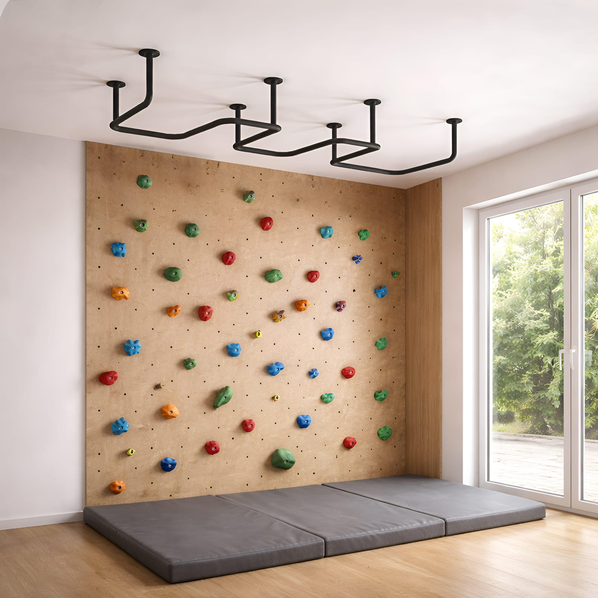 RBX Gebogene Gymnastik Klimmzugstange für Wand- und Deckenmontage 5/7