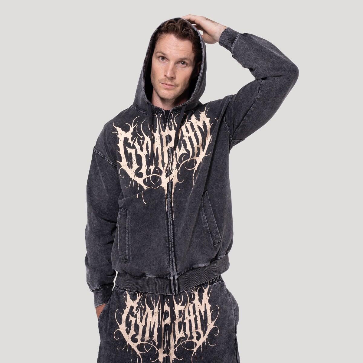 Felpa uomo palestra con zip nera Abyss 2/7