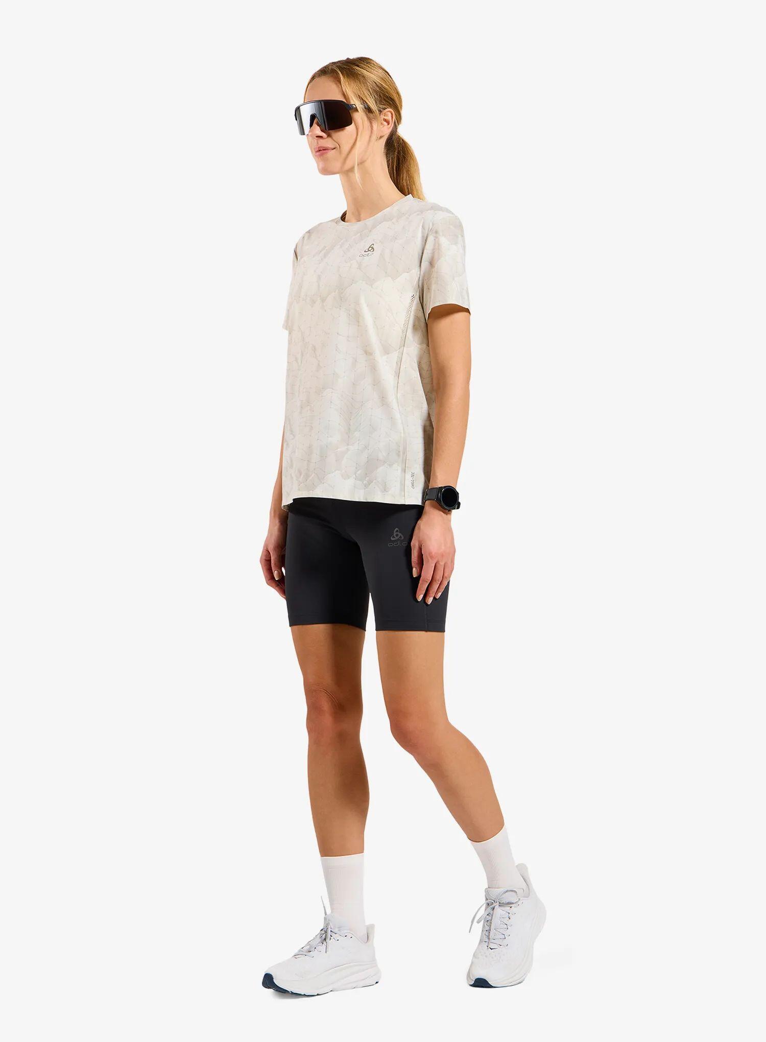 Koszulka do biegania damska Odlo Zeroweight Chill-Tec Print Crew Neck S/S 3/7