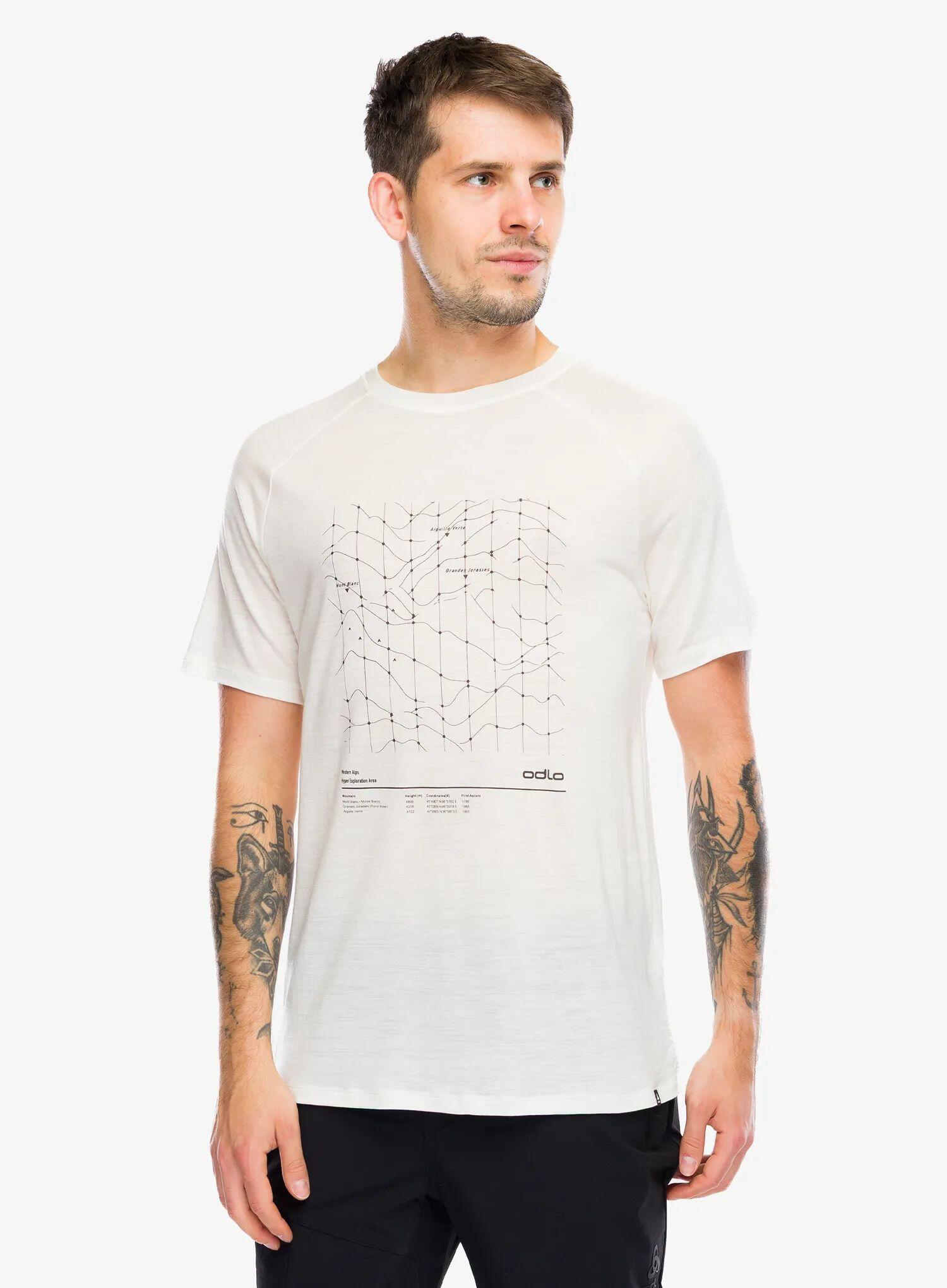 Koszulka merino Odlo Merino Tencel Hyper Map Crew Neck S/S 5/7