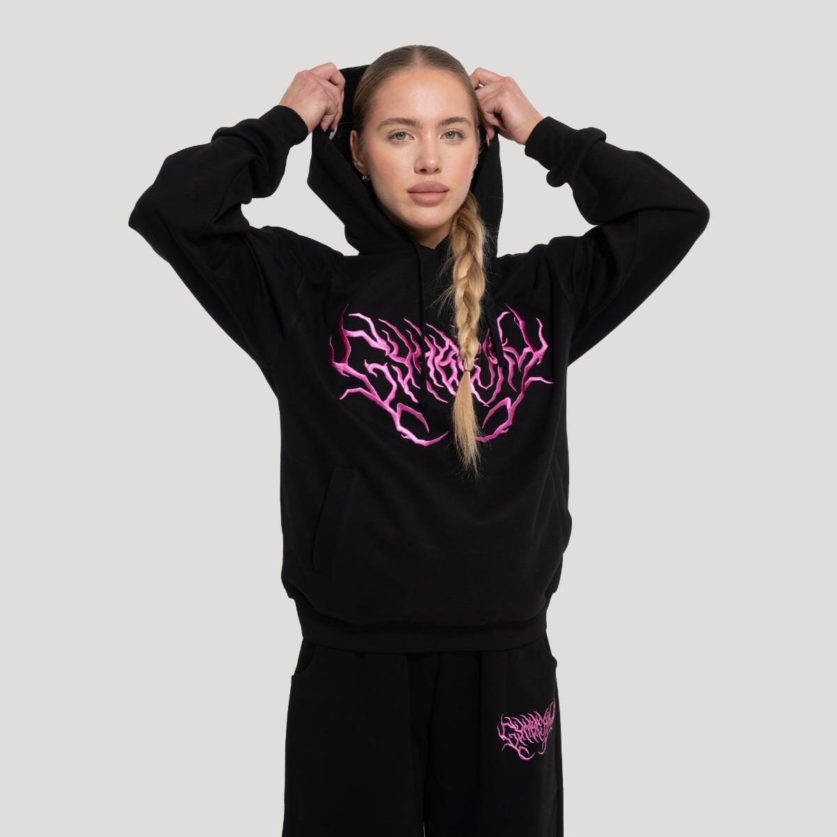 Bluza damska fitness z kapturem oversize czarna Thorn 3/7