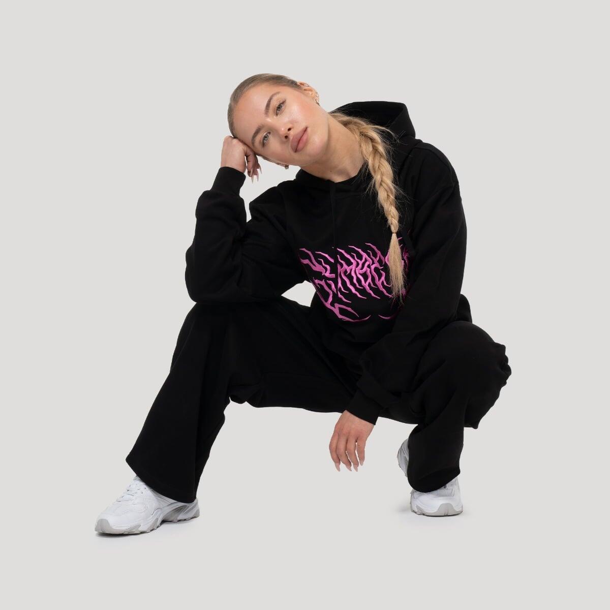 Bluza damska fitness z kapturem oversize czarna Thorn 5/7