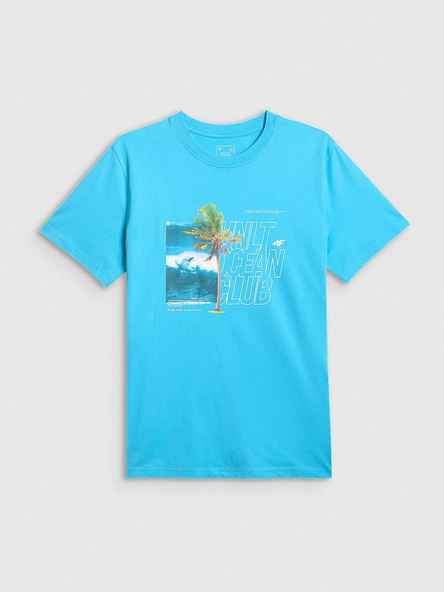 T-shirt regular z nadrukiem męski 4F 4FRSS26TTSHM4303 5/7