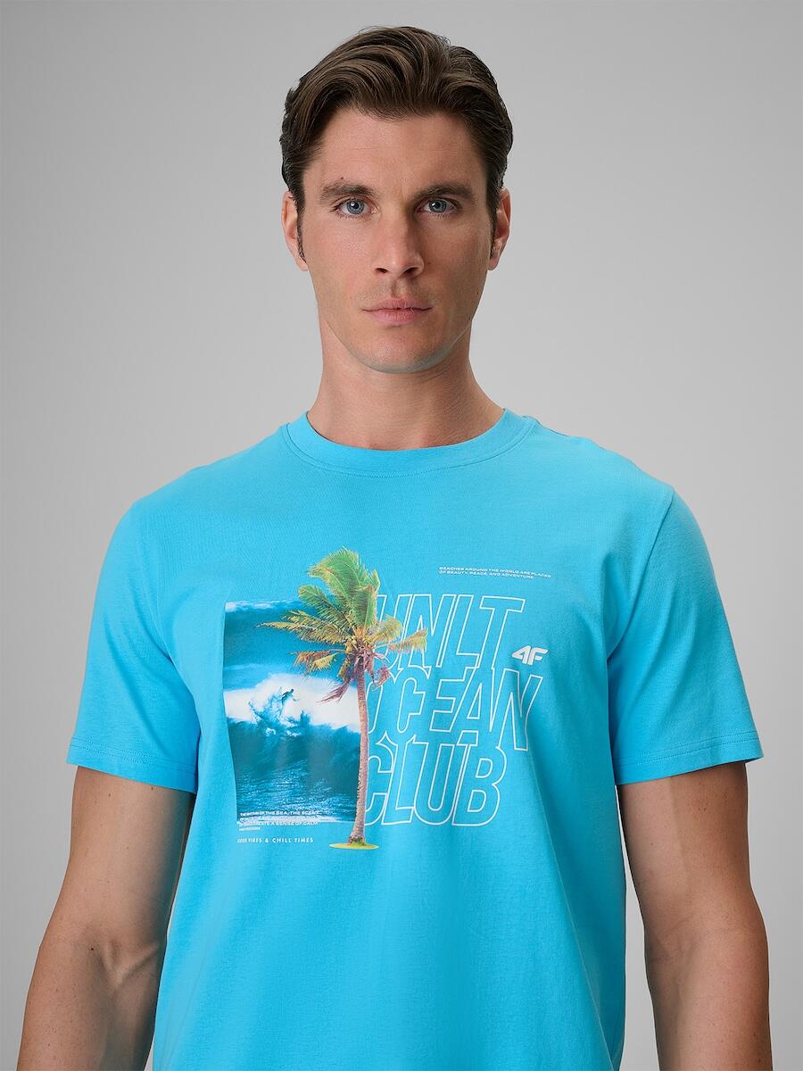 T-shirt regular z nadrukiem męski 4F 4FRSS26TTSHM4303 4/7
