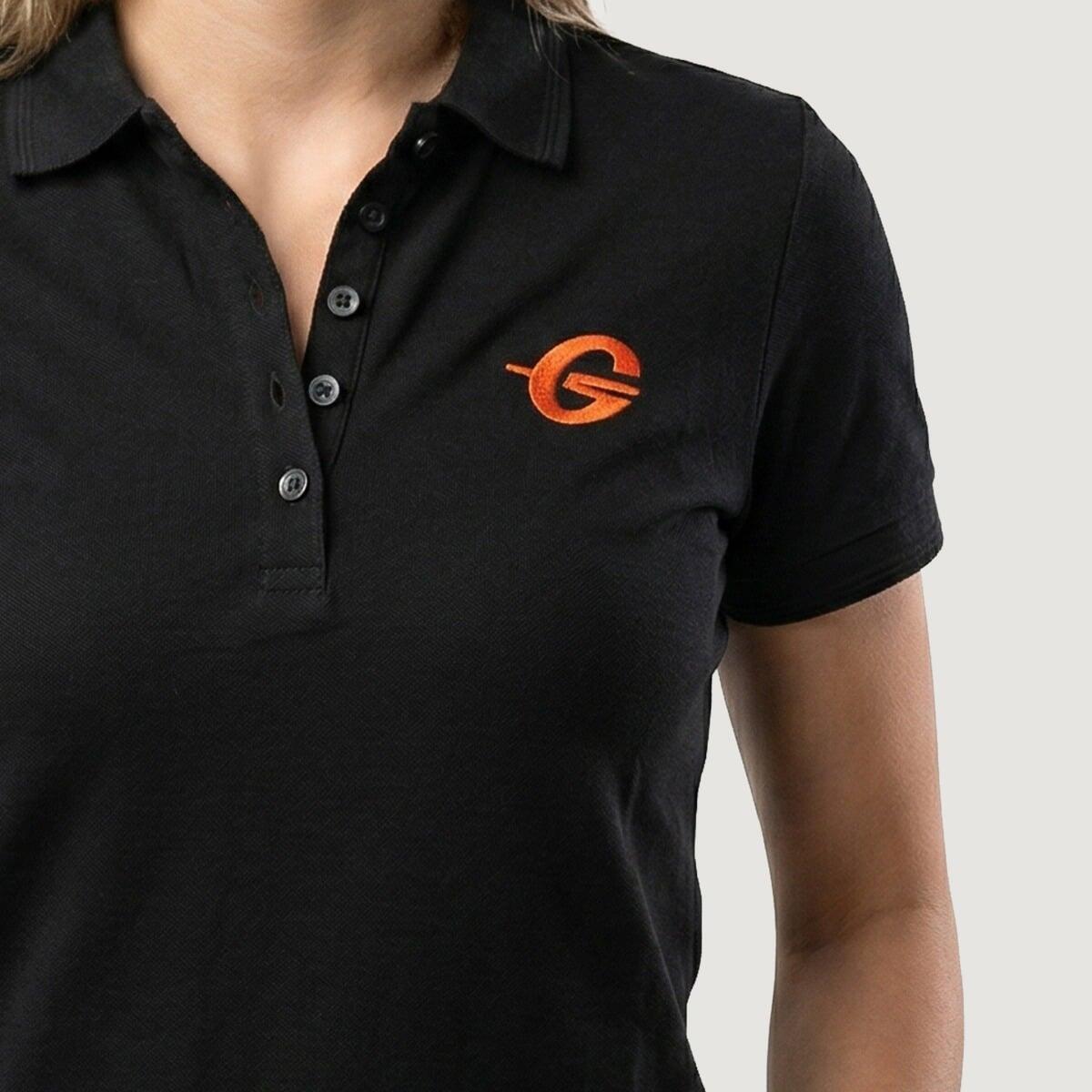 Koszulka damska fitness regular czarna Polo 3/4