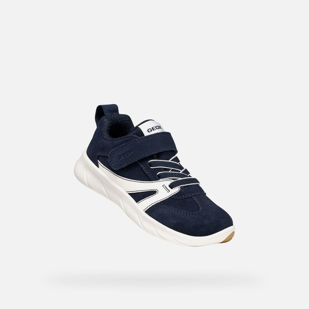 Baskets Garçon J FOOT-RUN BOY Bleu Marine Foncé/Blanc 5/7
