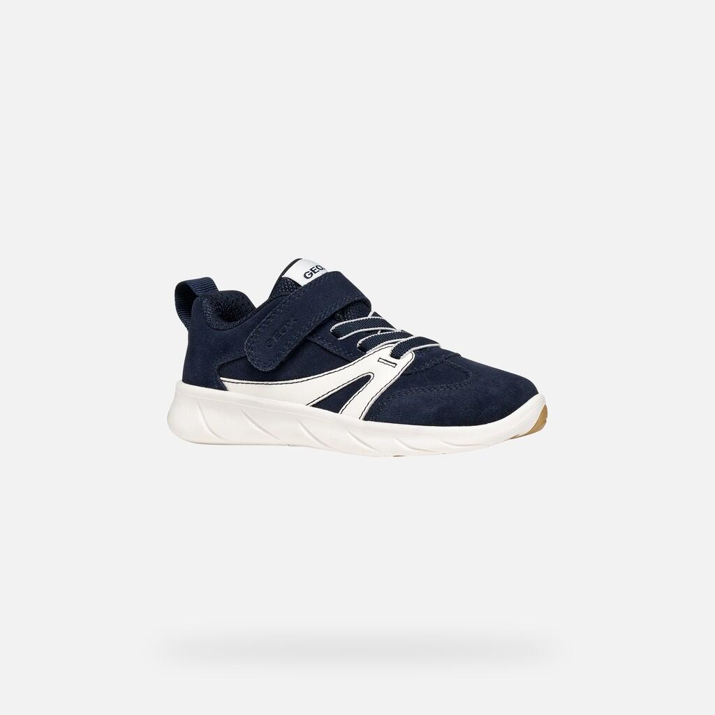 Baskets Garçon J FOOT-RUN BOY Bleu Marine Foncé/Blanc 3/7